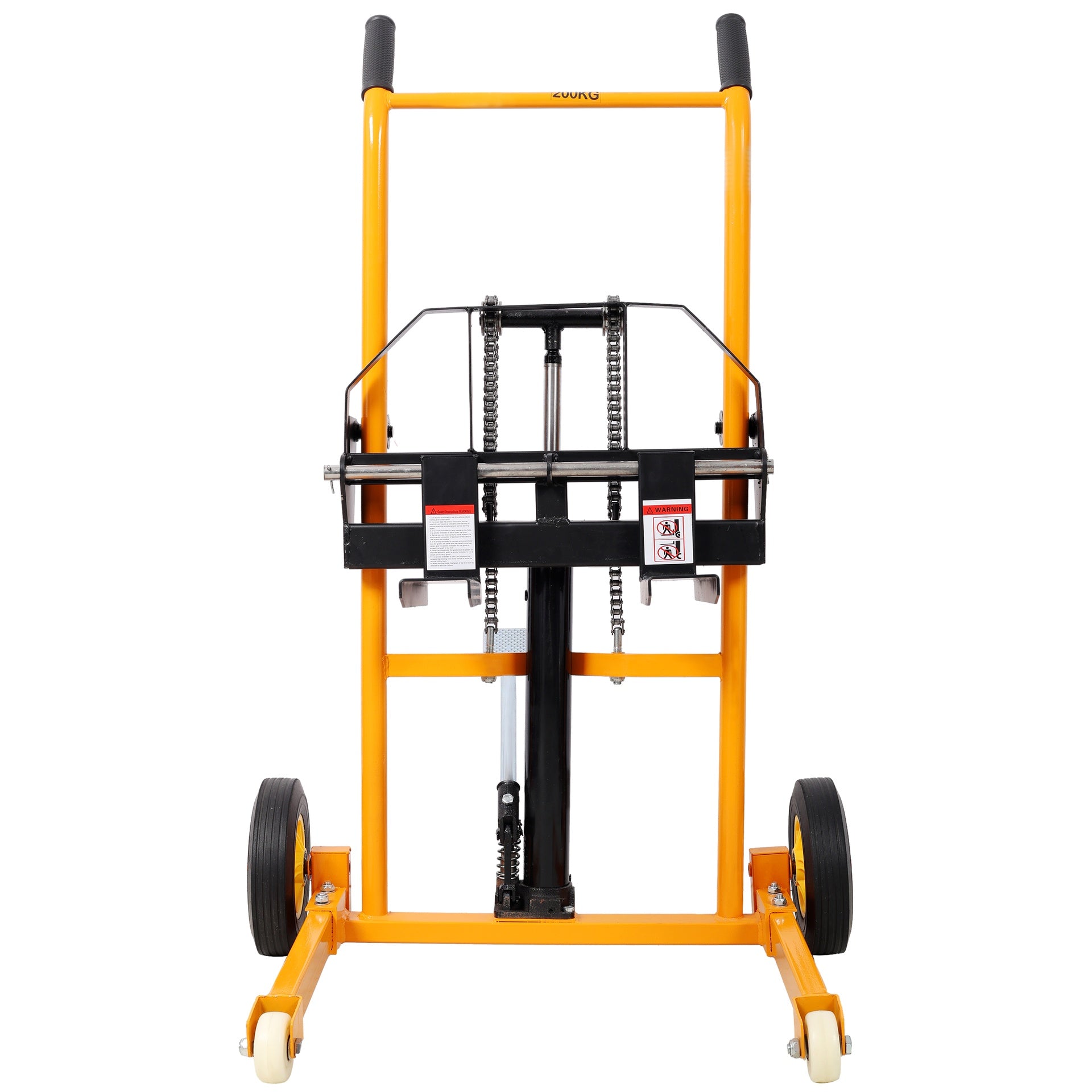 Manual Forklift Pallet Stakcer, Load  Capacity 440 Lbs, Hydraulic Material Lift 35.5" Lift Height with Adjustable Forks and Fixed Legs Pallet Truck Dolly Stacker,4PCS Wheels. Yellow Color