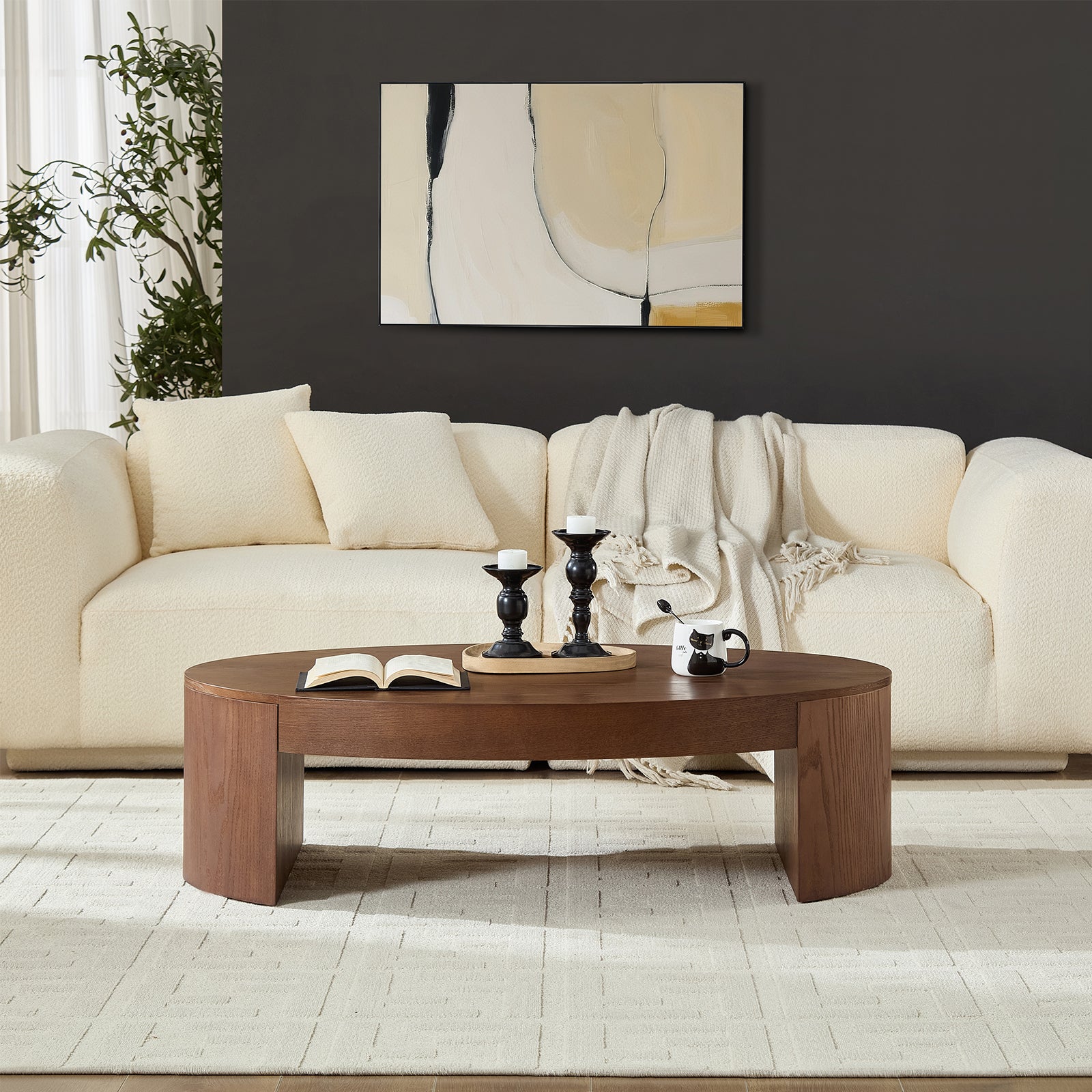 Modern Luxury Oval Coffee Table Center Table for Living Room