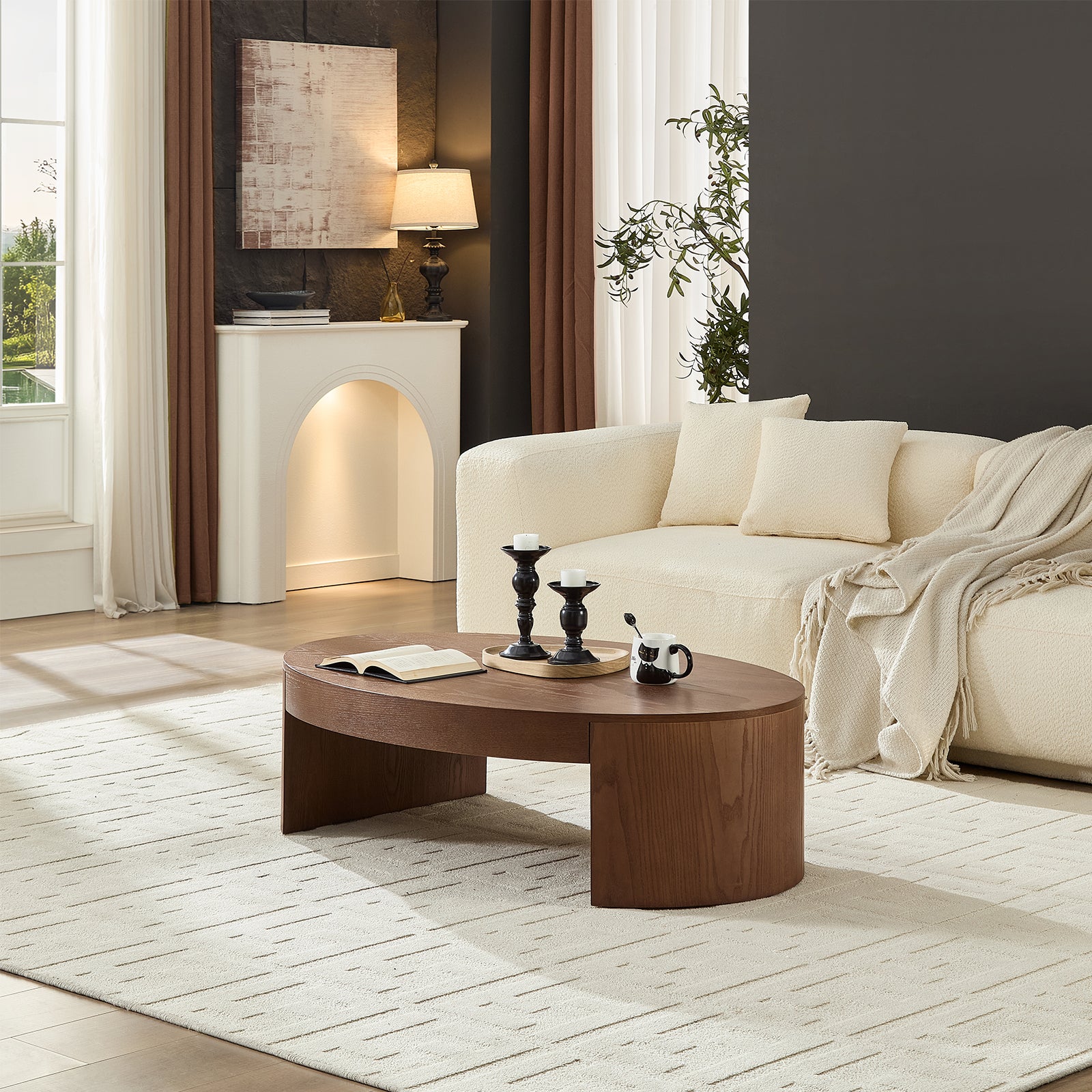 Modern Luxury Oval Coffee Table Center Table for Living Room