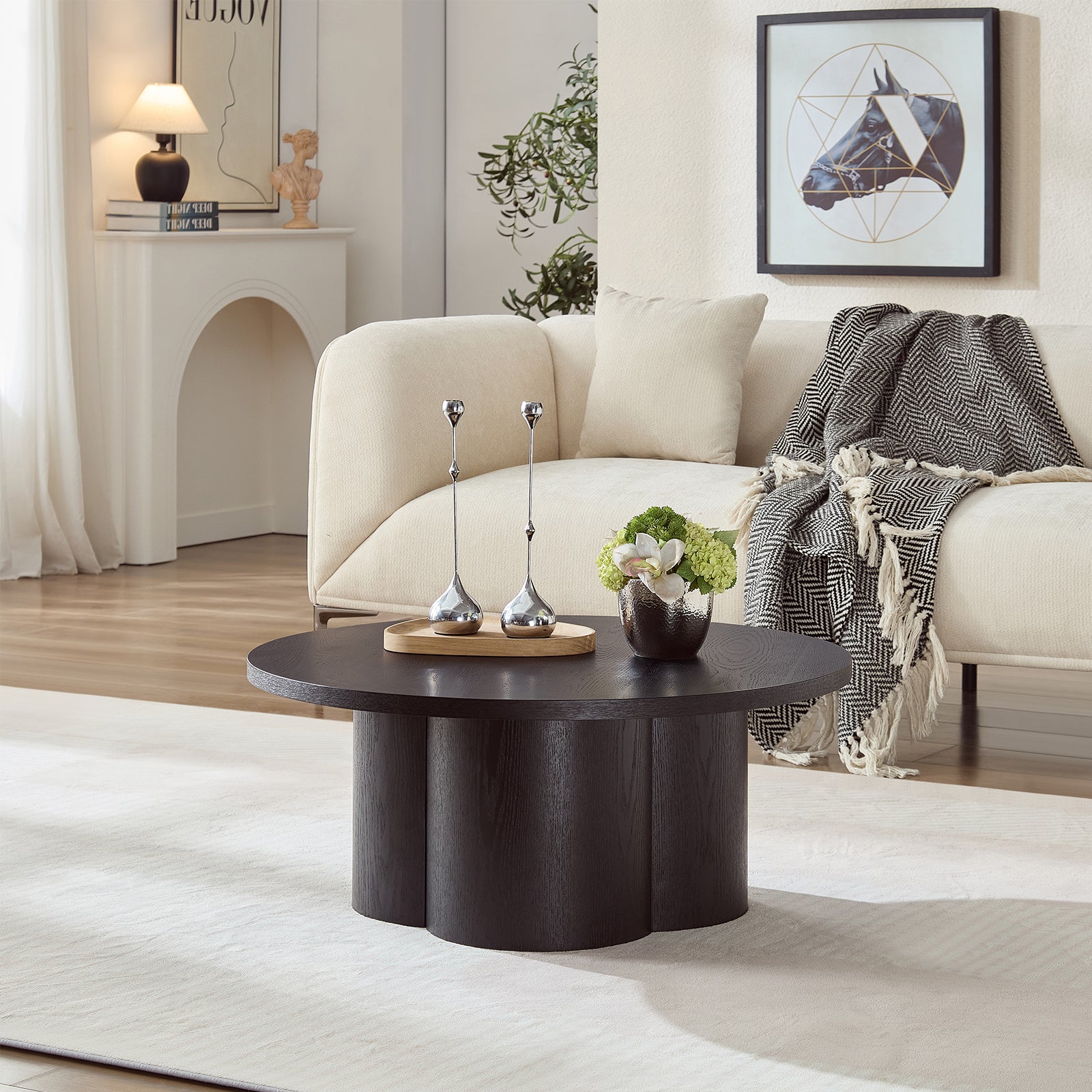Round Coffee Table Modern Accent Tea Table for Bedroom Living Room Office Apartment