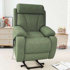 Power Lift Recliner for Elderly, Heavy Duty Lift Chair Recliners for Small Spaces, Electric Recliner Chairs for Seniors, Remote Control, Adjustable, Side Pocket (Dark Green+ Snowflake Velvet)
