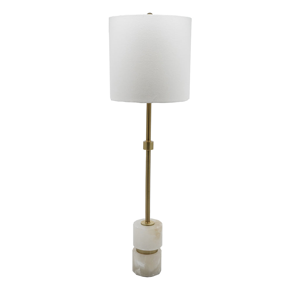 D10x34" Ipori Alabaster And Metal Buffet Lamp