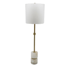 D10x34" Ipori Alabaster And Metal Buffet Lamp