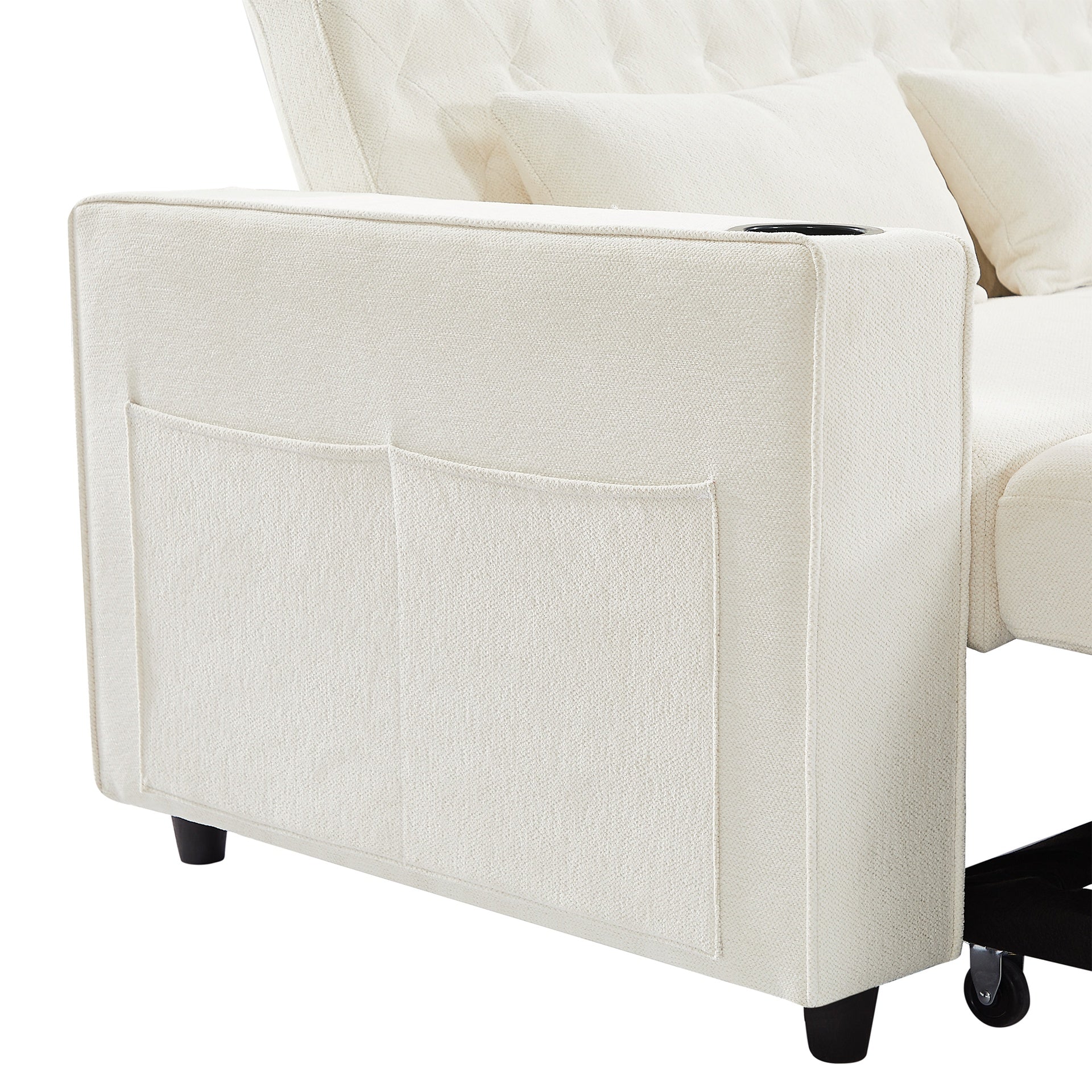 61.4" Pull-out Sofa Bed Convertible Couch Loveseat Sofa Modern Sleeper Sofa with Adjustable Backrest for Living Room, Beige