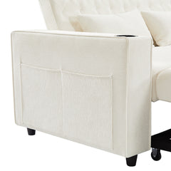 61.4" Pull-out Sofa Bed Convertible Couch Loveseat Sofa Modern Sleeper Sofa with Adjustable Backrest for Living Room, Beige