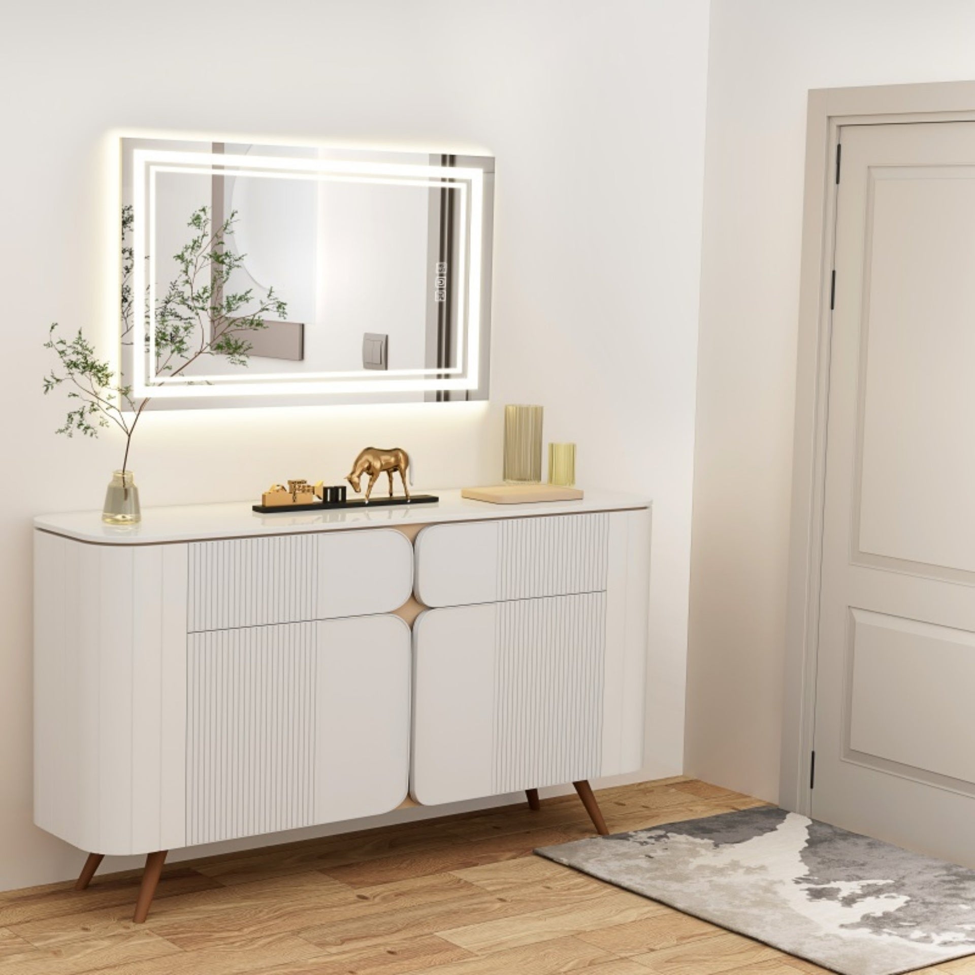 LED Bathroom Mirror 36" x 28" Front and Backlight, 5 Mins Defog, 5MM Full HD Reflected Wall Mounted Vanity Mirror, 3 Colors Stepless Dimmable, CRI90+, Memory Function (Plug-in/Hardwire)