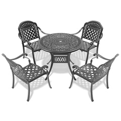 5-Piece Set Of Cast Aluminum Patio Furniture With Red Cushions(same as W1710S00615)