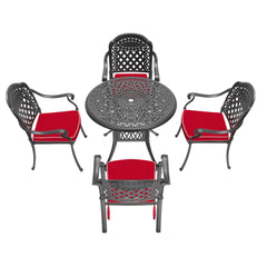 5-Piece Set Of Cast Aluminum Patio Furniture With Red Cushions(same as W1710S00615)