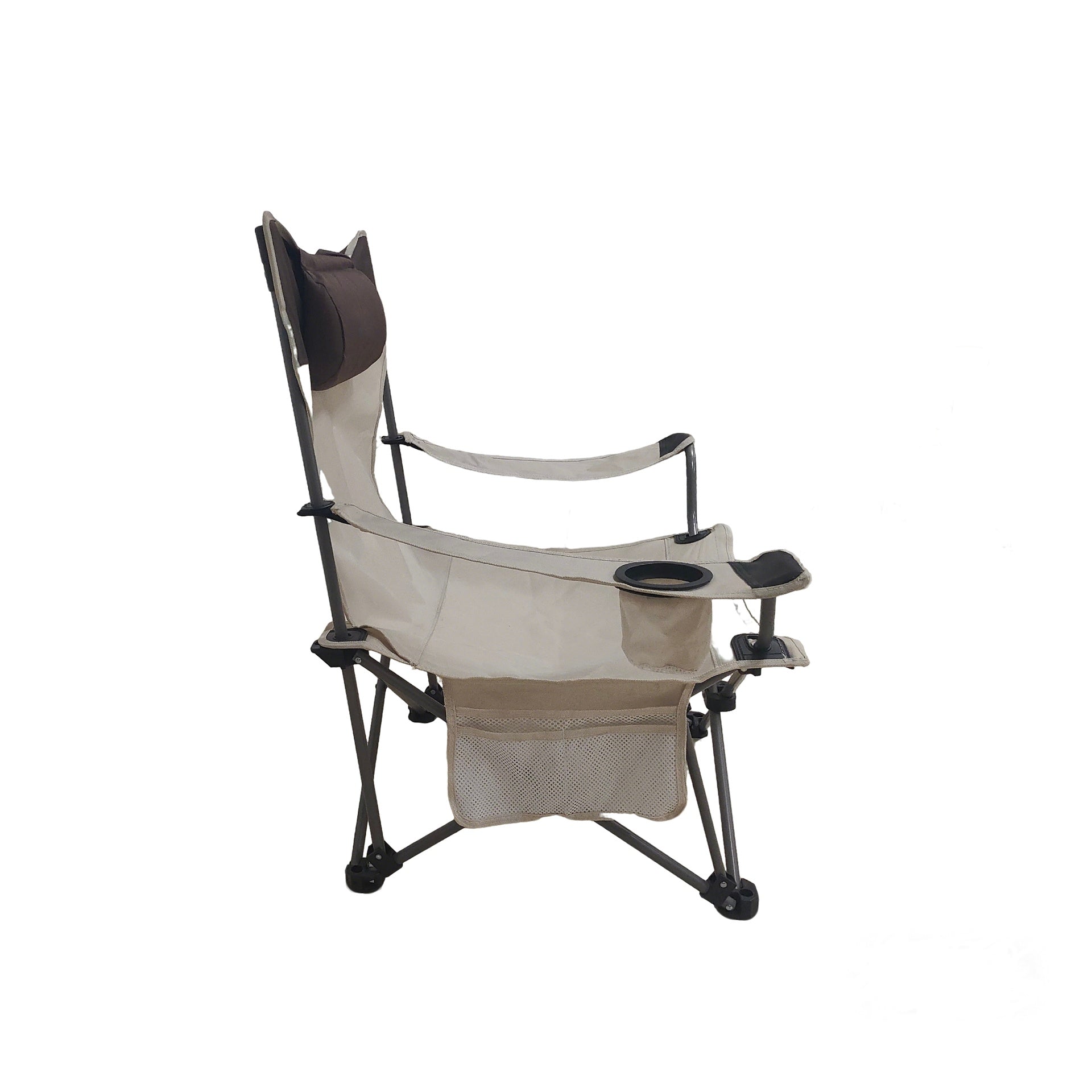 Outdoor Camping Chairs Folding/Portable/Adjustable reclining chair(Three-level adjustment), Side Pockets & Cup Holder,Carry Bag,Beige