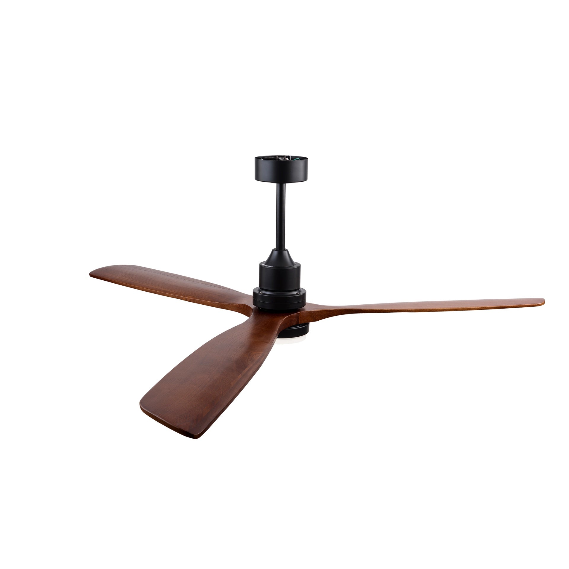 Hot sales 72 Inch Modern Black Ceiling Fan With Light 3 Solid Wood Blades Remote Control Reversible DC Motor With Dimmable LED