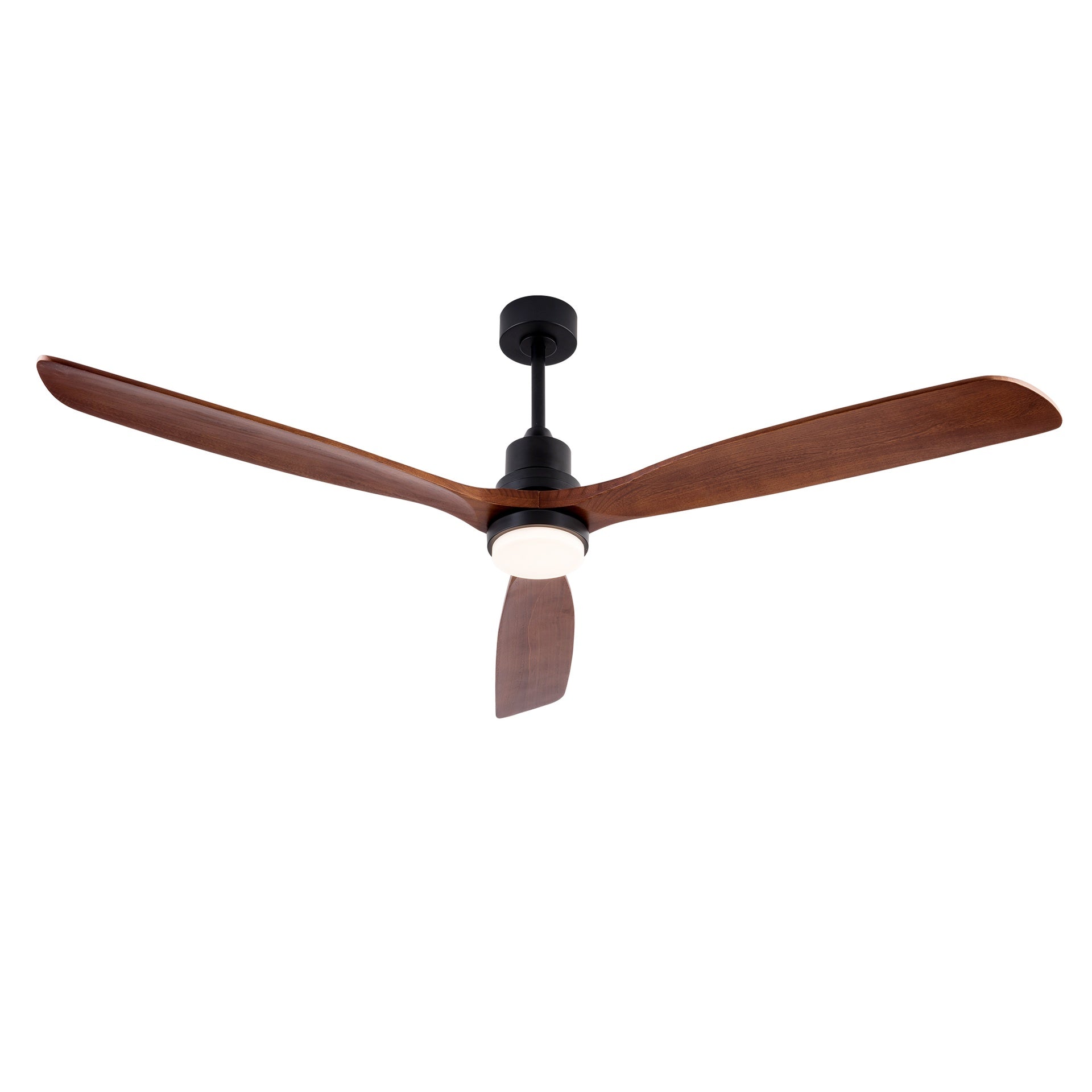Hot sales 72 Inch Modern Black Ceiling Fan With Light 3 Solid Wood Blades Remote Control Reversible DC Motor With Dimmable LED
