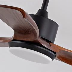 36" Wood Ceiling Fan with Lights Remote Control,Quiet DC Motor 3 Blade Ceiling Fans for Patio Living Room, Bedroom, Office,Indoor Outdoor(Black+Dark Walnut)