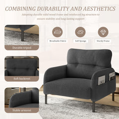 UNITED WE WIN corduroy fabric, comfortable monochrome single person wide seat chair, suitable for living rooms and bedrooms