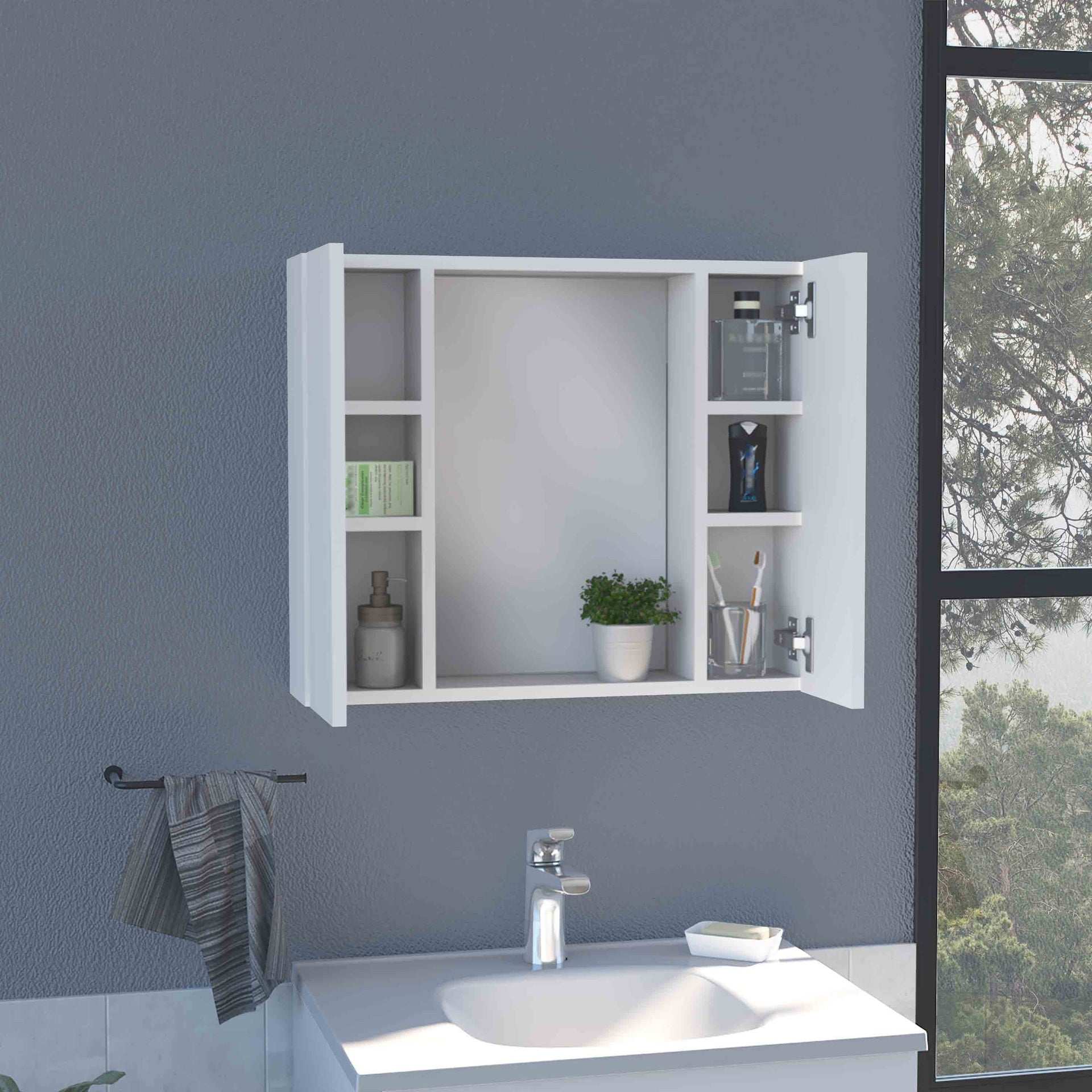 Artemisa Medicine Cabinet, Double Door, Mirror, One External Shelf  -White