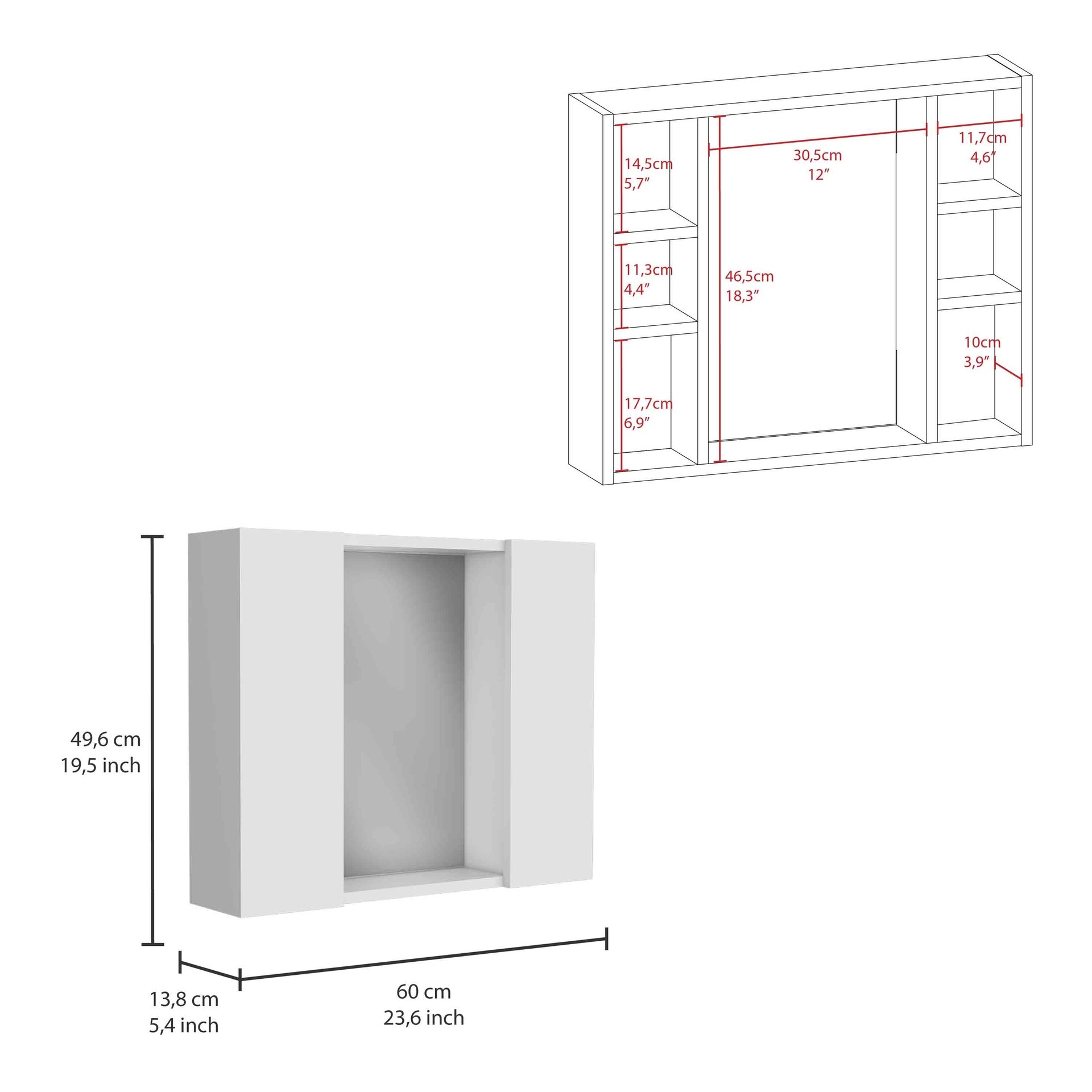 Artemisa Medicine Cabinet, Double Door, Mirror, One External Shelf  -White