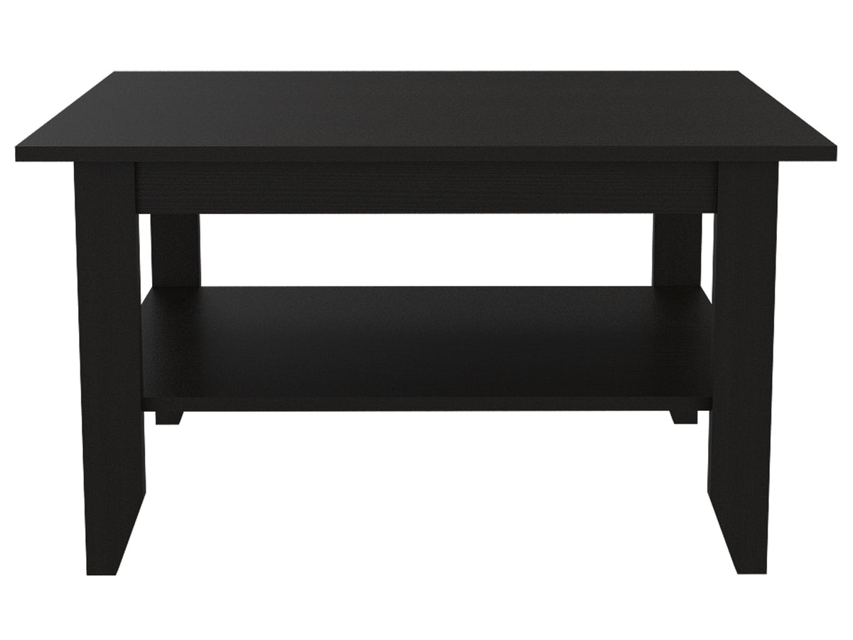 Essential Coffee Table, One Shelf, Four Legs -Black
