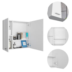 Sines Mirror Medicine Cabinet, With Four Internal Shelves, Double Door, Minimalist Bathroom Storage, White