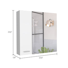 Sines Mirror Medicine Cabinet, With Four Internal Shelves, Double Door, Minimalist Bathroom Storage, White