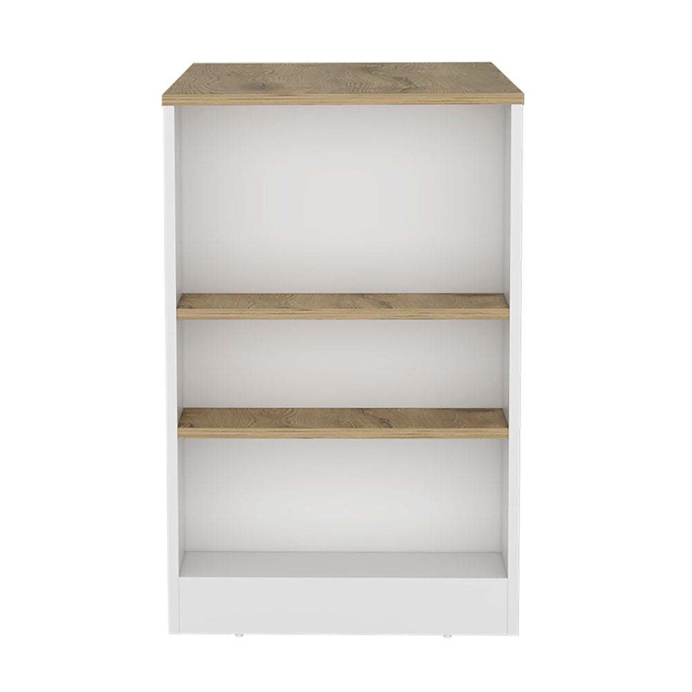 Portree Kitchen Island with 3-Side Shelves