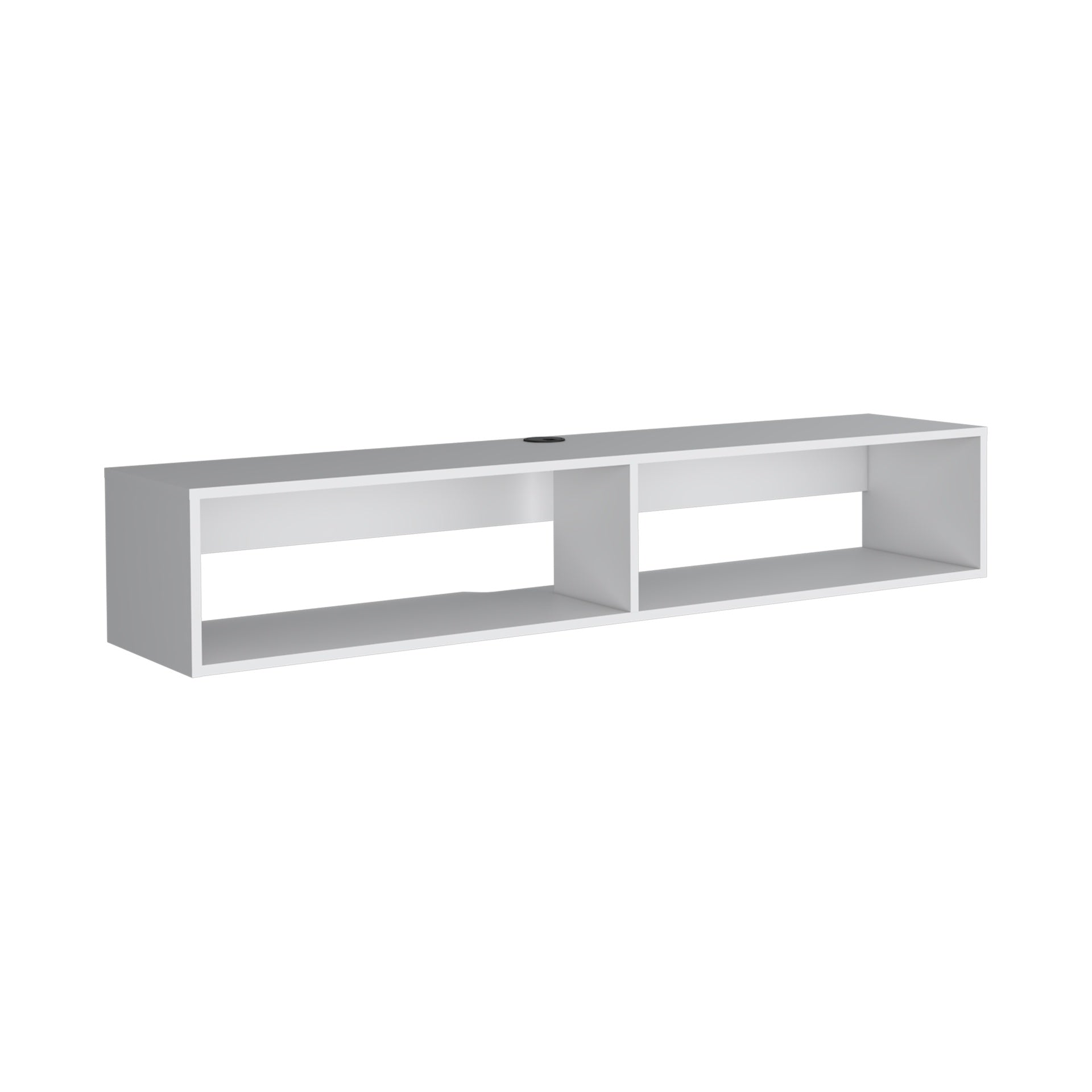 Warrior 59" Floating Tv Stand with Two open shelves, media compartments and cable management White