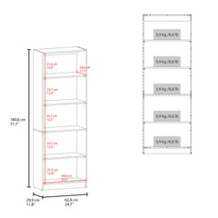 Home Four Shelves Bookcase With Multi-Tiered Storage, Natural Oak