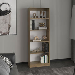 Home Four Shelves Bookcase With Multi-Tiered Storage, Natural Oak