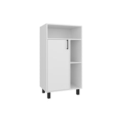 Bryce Base Cabinet, Compact Organizer, With One Door, Open Shelves And Top Display Space, White