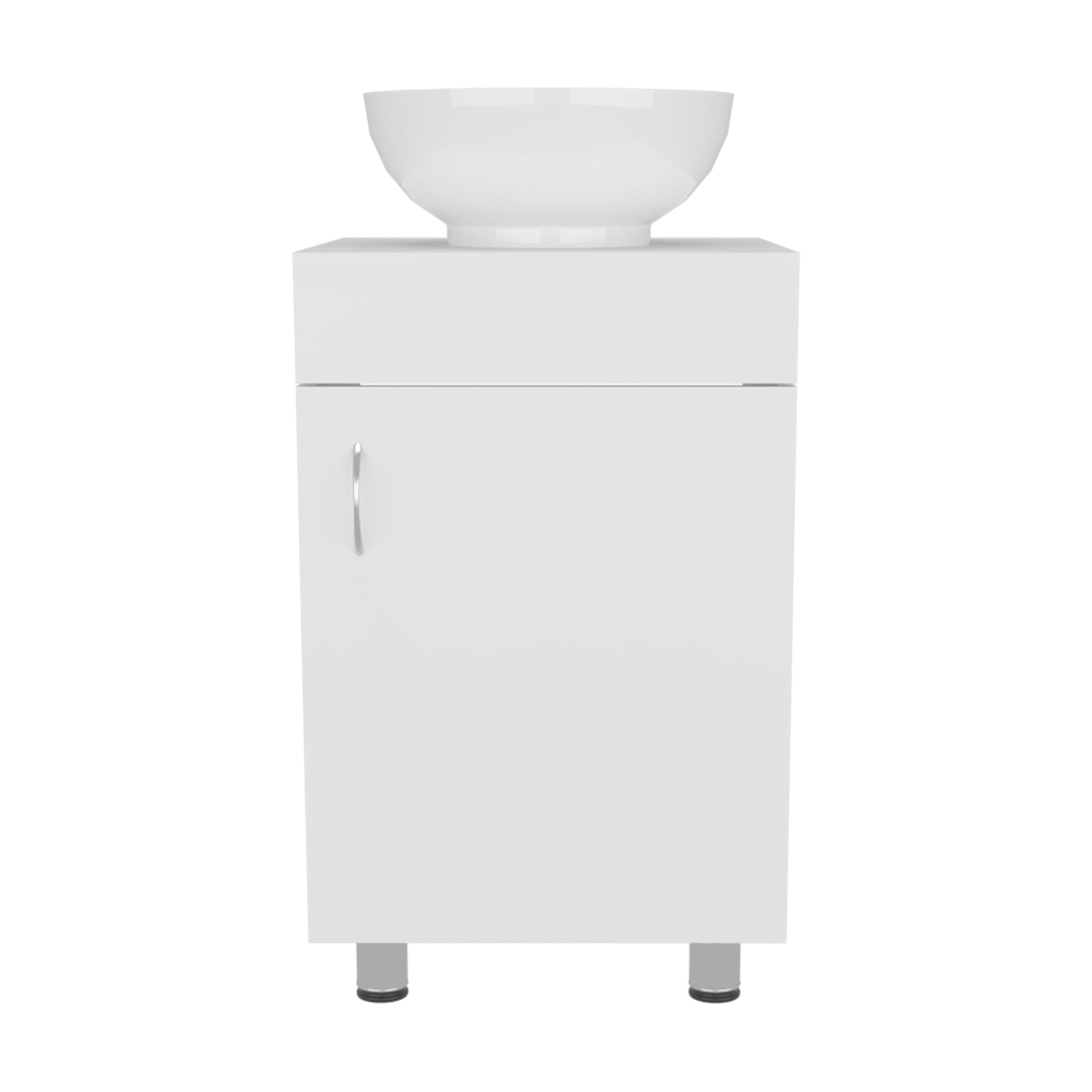 Tacna 18" Wide Free Standing One Door Vanity, With Vessel Porcelain Sink, Bathroom Storage, White