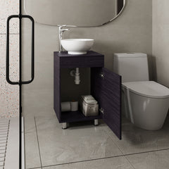 Tacna 18" Wide Free Standing One Door Vanity, With Vessel Porcelain Sink, Bathroom Storage, Black