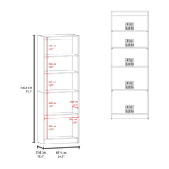 Home 2 Door Bookcase Cronos, 2 Open Shelves And Concealed Storage, Stained Walnut