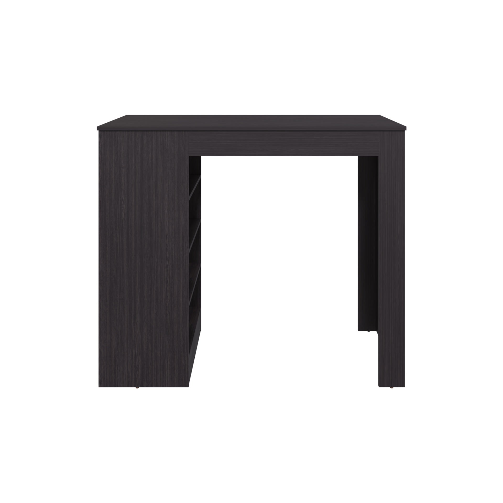 Greer Bar Table with 4 Storage Shelves, Compact Home Bar or Kitchen Furniture, Space-Saving Modern Design, Black
