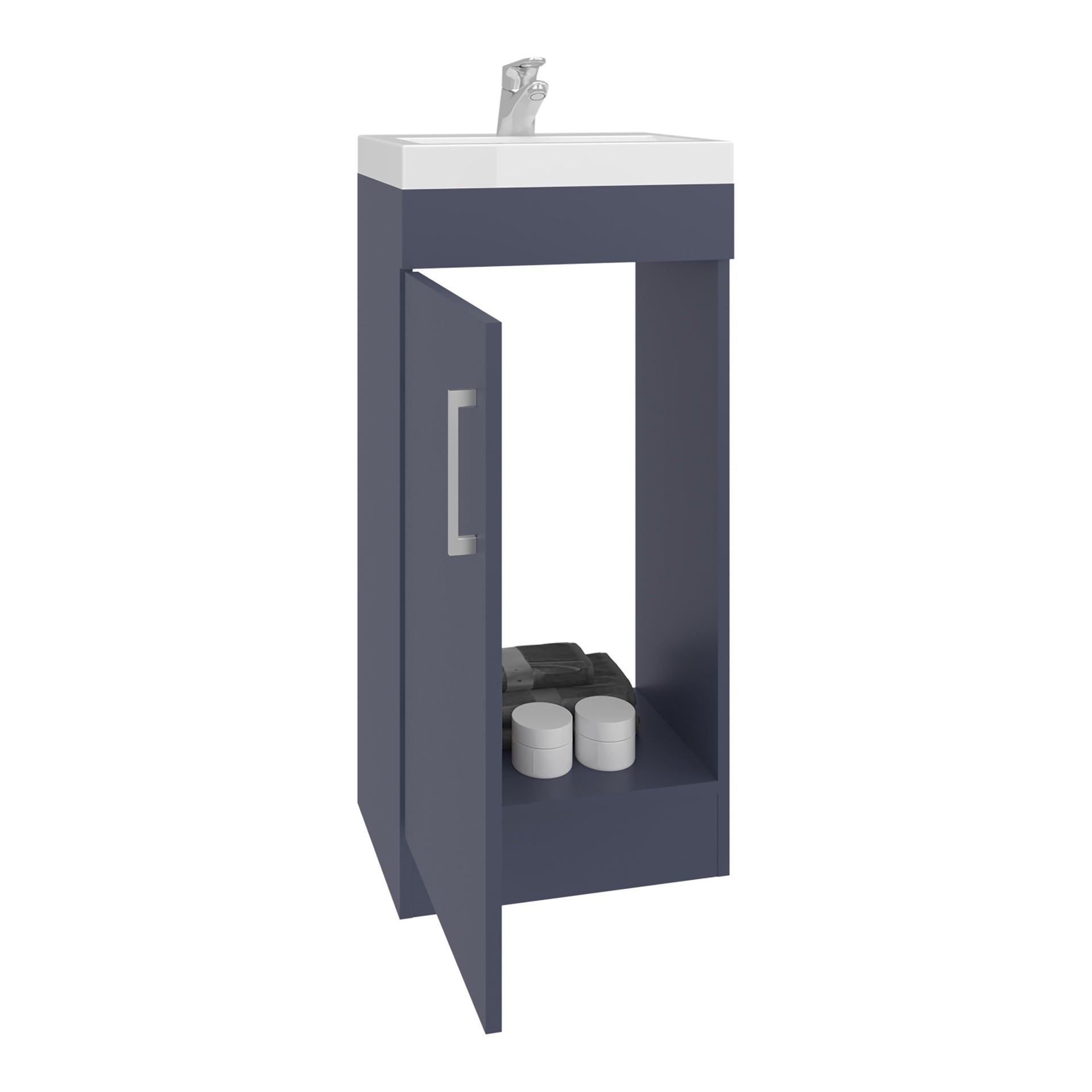 Madrid Floorstanding Bathroom Vanity with Resin Sink, Modern Look Storage Cabinet for Bathroom Organization