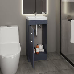 Madrid Floorstanding Bathroom Vanity with Resin Sink, Modern Look Storage Cabinet for Bathroom Organization