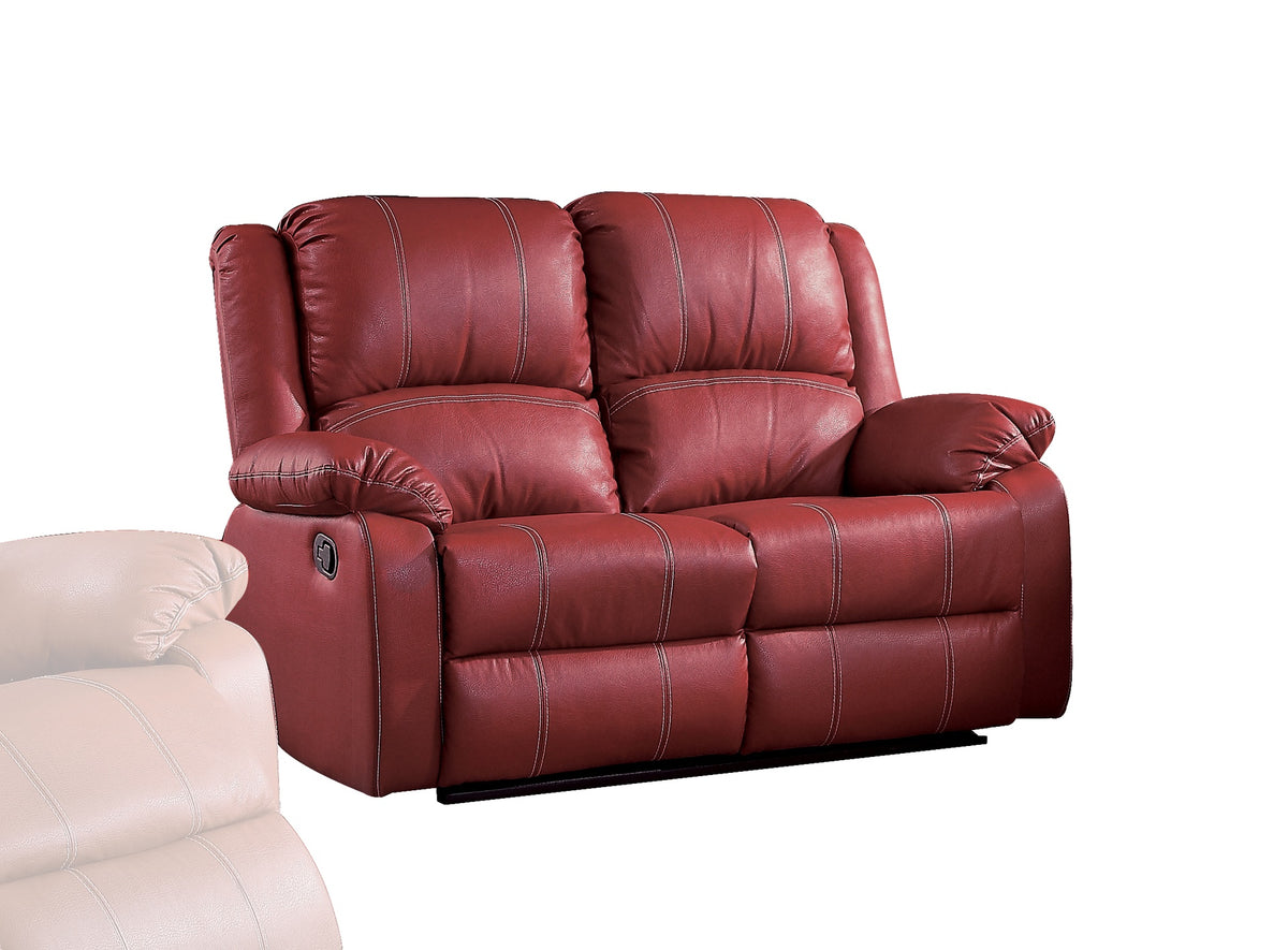 Zuriel Red Synthetic Leather Motion Loveseat