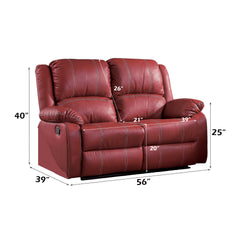 Zuriel Red Synthetic Leather Motion Loveseat