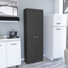 Multistorage Pantry Cabinet, Five Shelves, Double Door Cabinet -Black