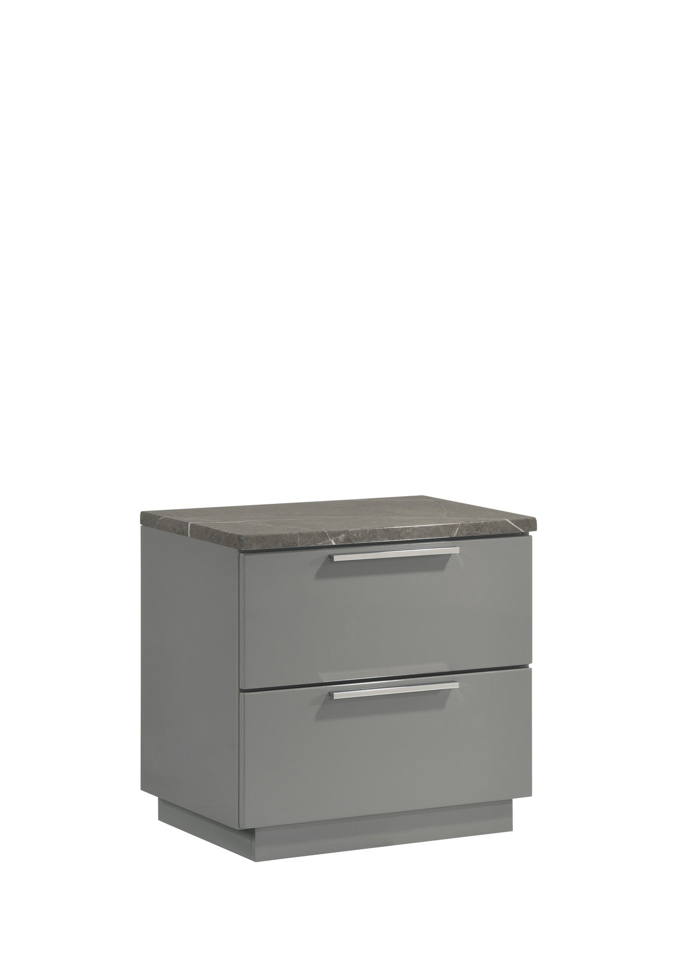 Elara Nightstand – Two-Tone High-Gloss Marble & Lacquer Finish with Red Velvet-Lined Drawers and Metal-Finished Legs- Gray  same as B009P309299 (CA inventory)