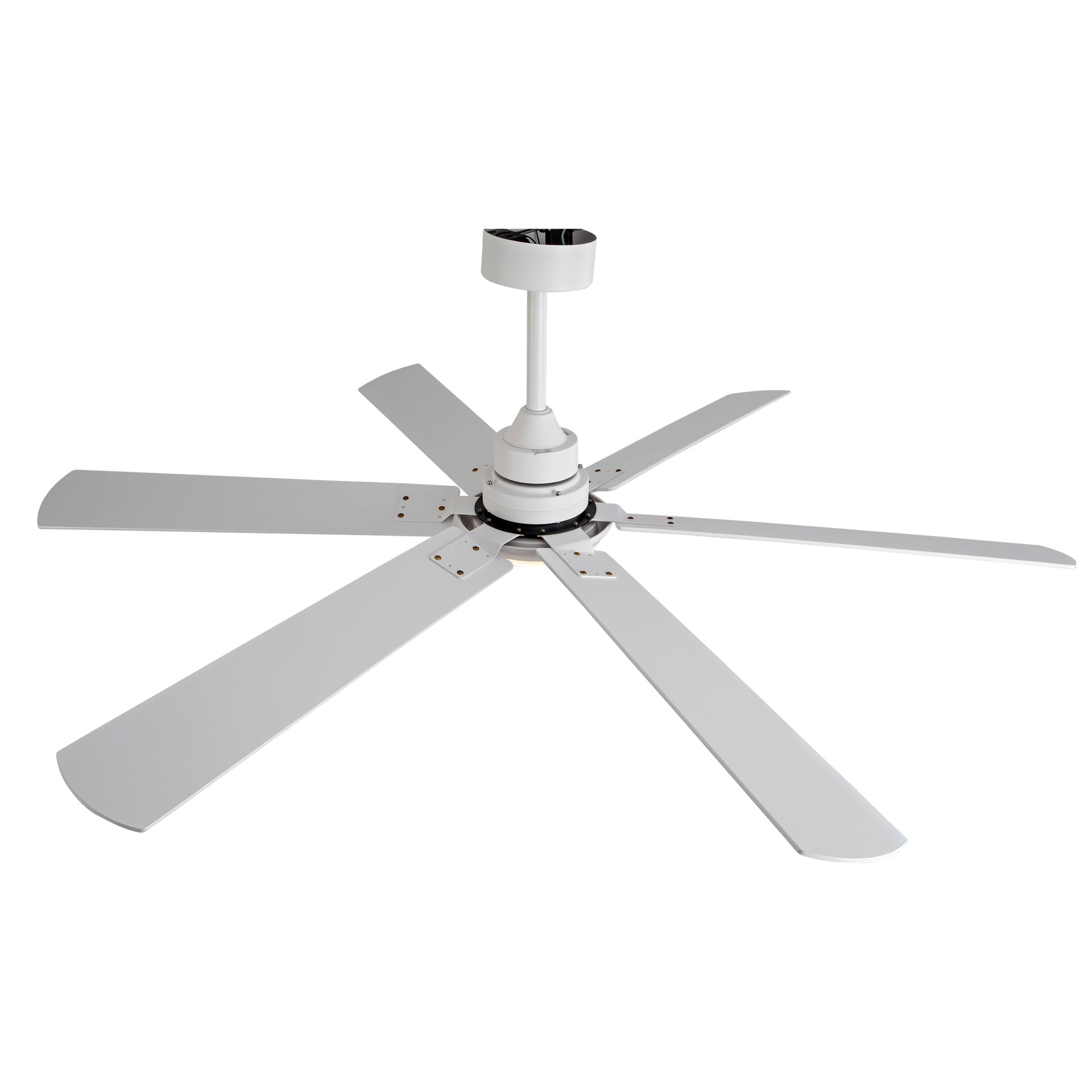 Smart 60" Indoor/Outdoor Ceiling Fan with Light, Modern White 6-Blade Design, Remote Control, Dimmable LED, 6-Speed Quiet DC Motor, Reversible for Year-Round Use