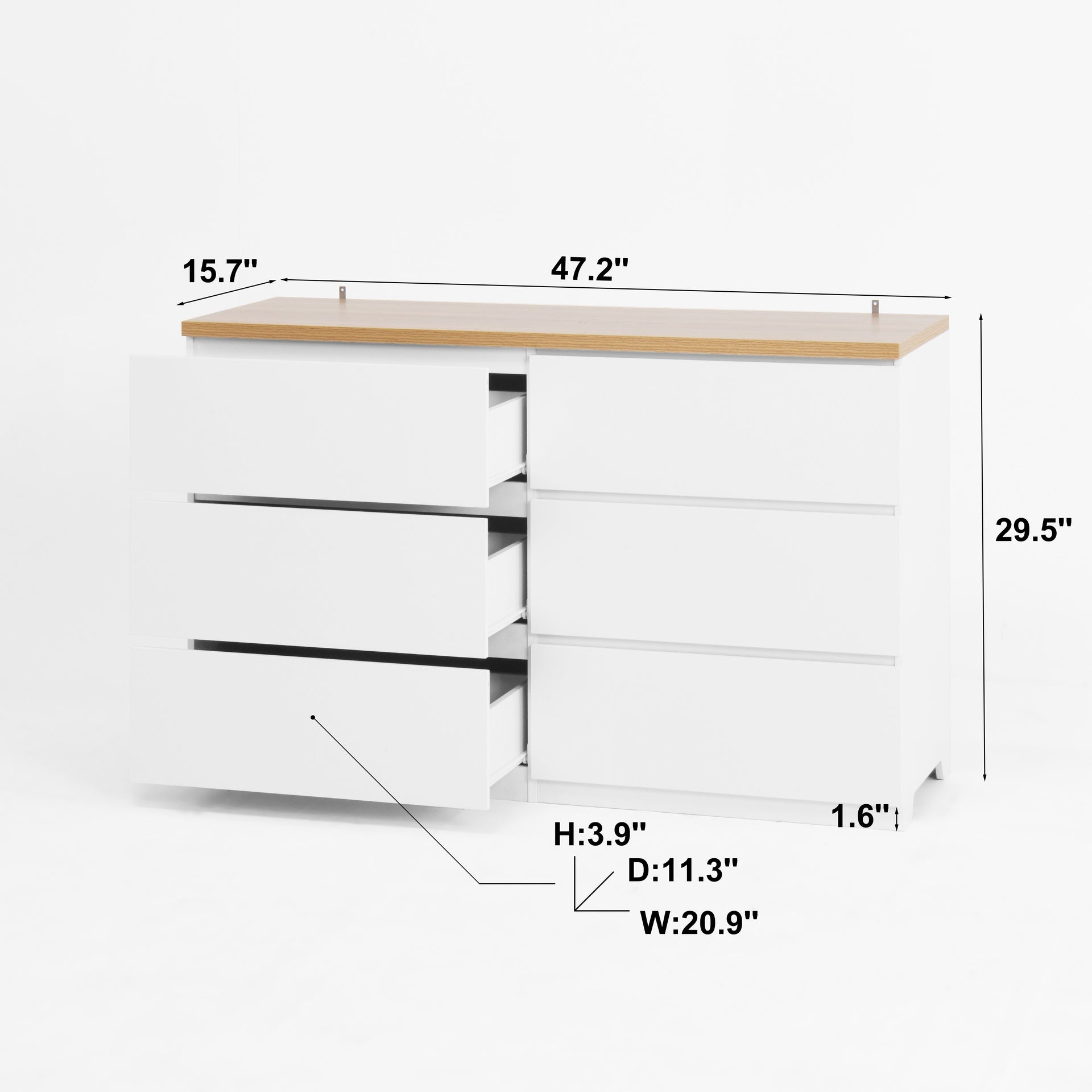 6 Drawer Storage Cabinet ,Dresser, Wood Storage Tower Clothes Organizer, Wide Chest of 6 Drawers, Large Storage Space for Bedroom, Hallway, Entryway Living Room