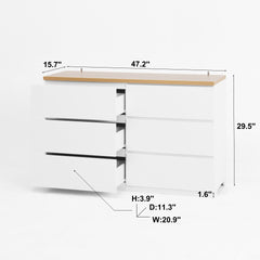 6 Drawer Storage Cabinet ,Dresser, Wood Storage Tower Clothes Organizer, Wide Chest of 6 Drawers, Large Storage Space for Bedroom, Hallway, Entryway Living Room