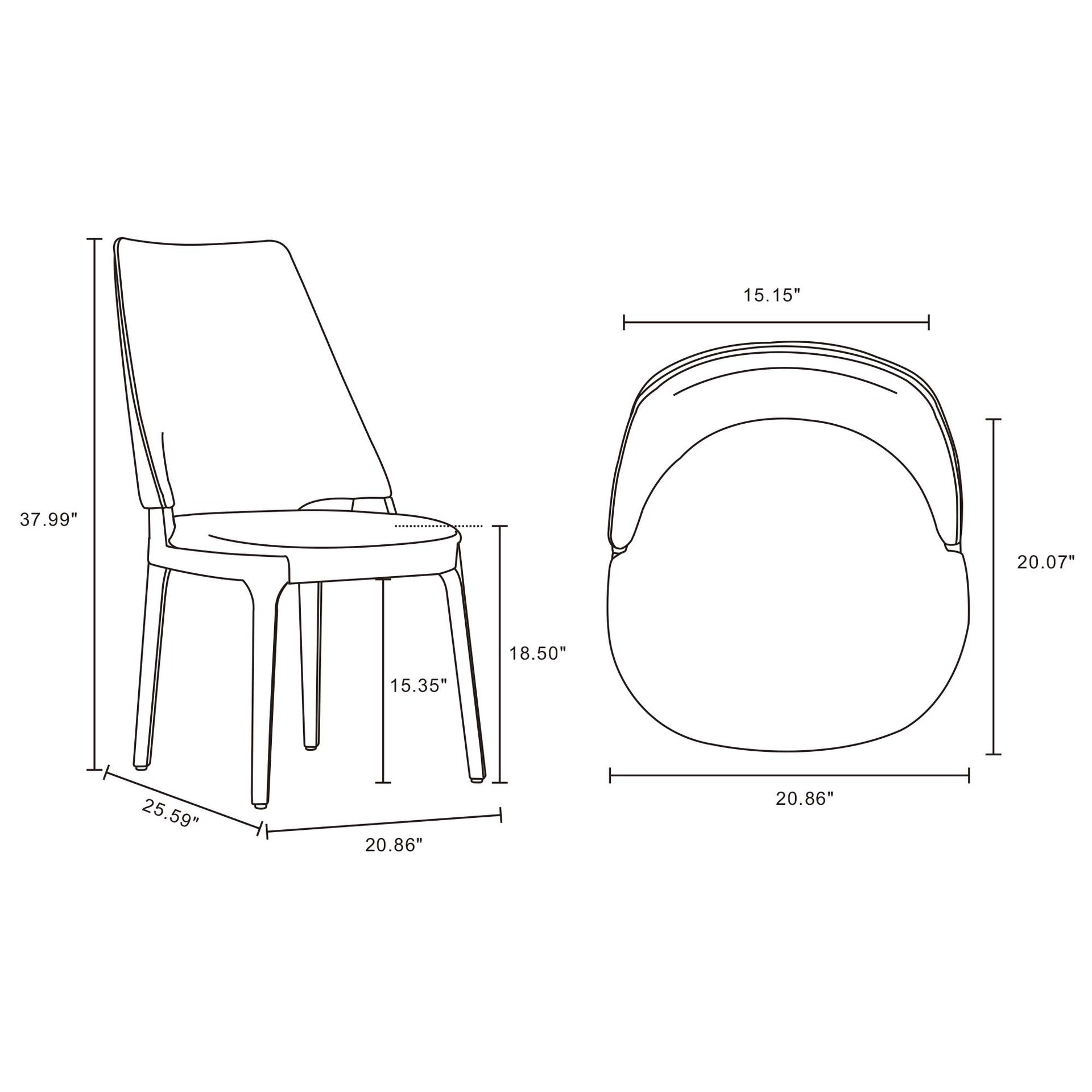 Dining Chair - Set of 2 in Blue