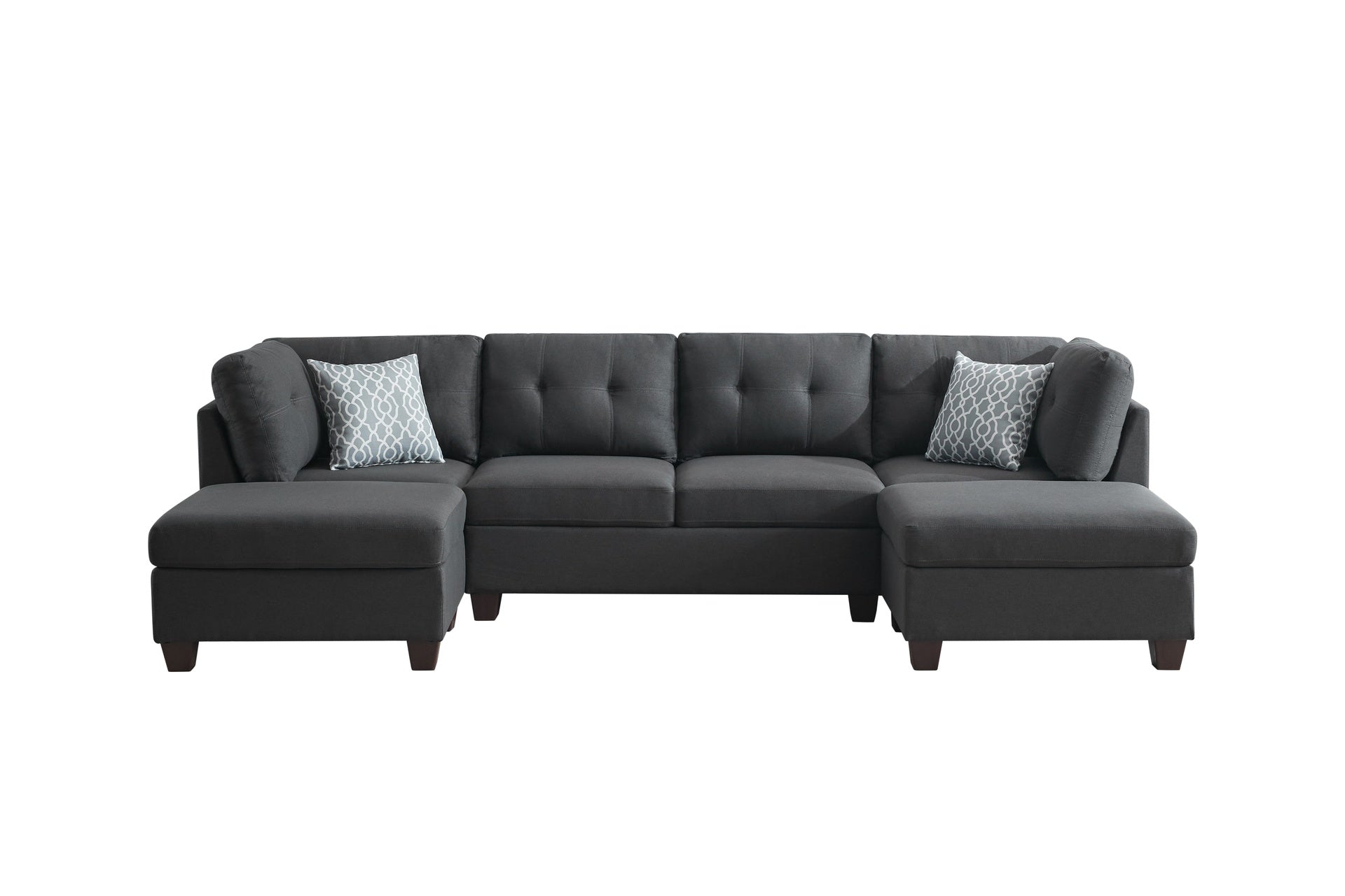 Upholstered Modular Sectional Sofa Featuring Dual Chaise Lounges