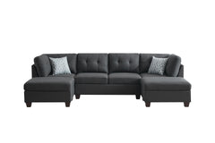 Upholstered Modular Sectional Sofa Featuring Dual Chaise Lounges