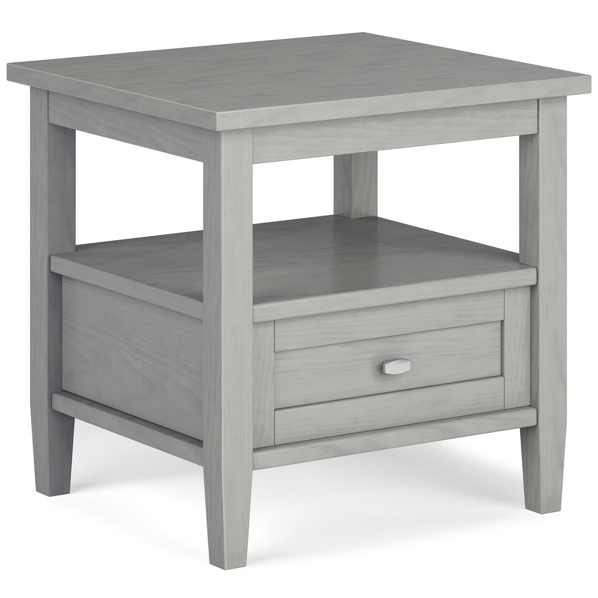 Warm Shaker Solid Wood 20 inch Wide Transitional End Table in Fog Grey