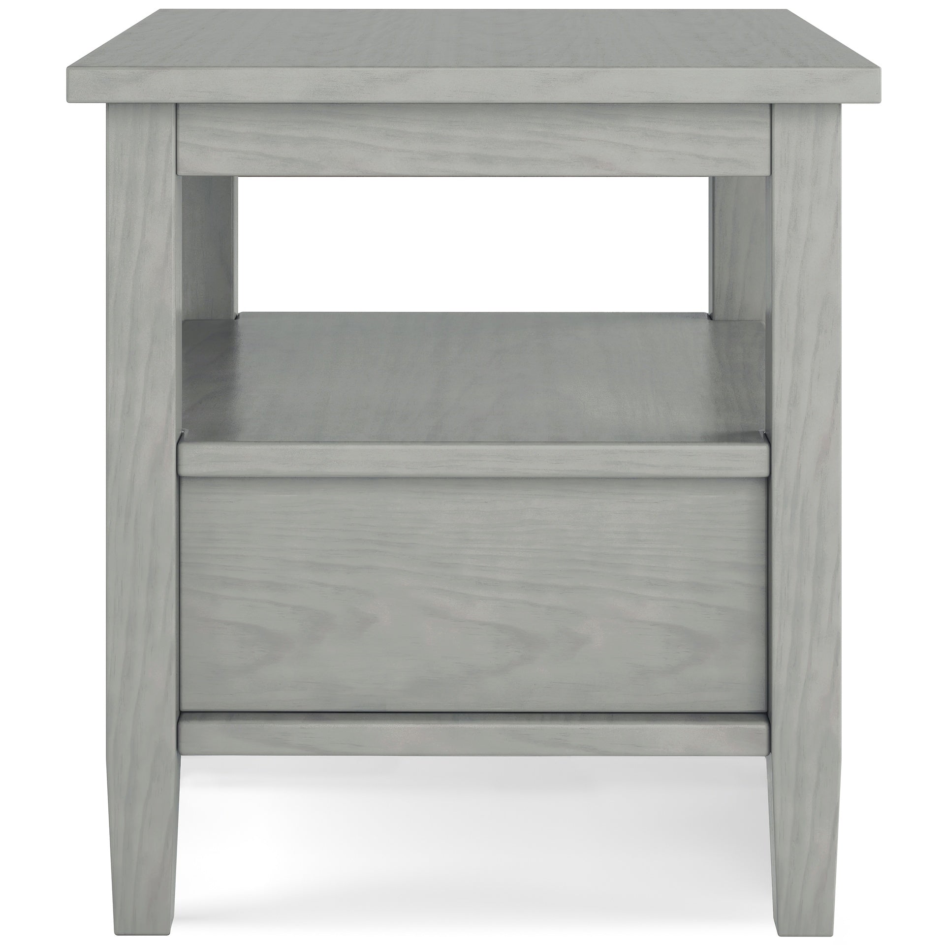 Warm Shaker Solid Wood 20 inch Wide Transitional End Table in Fog Grey