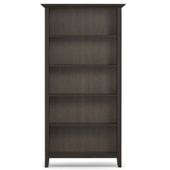 Amherst 36 inch Solid Wood 5 Shelf Bookcase in Hickory Brown