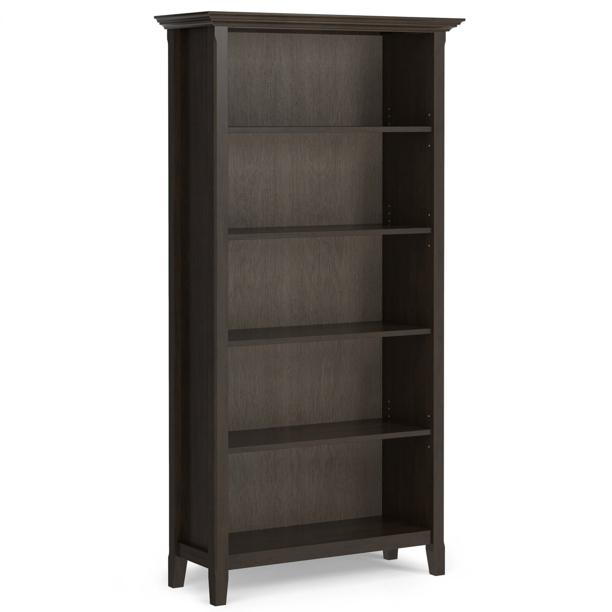 Amherst 36 inch Solid Wood 5 Shelf Bookcase in Hickory Brown