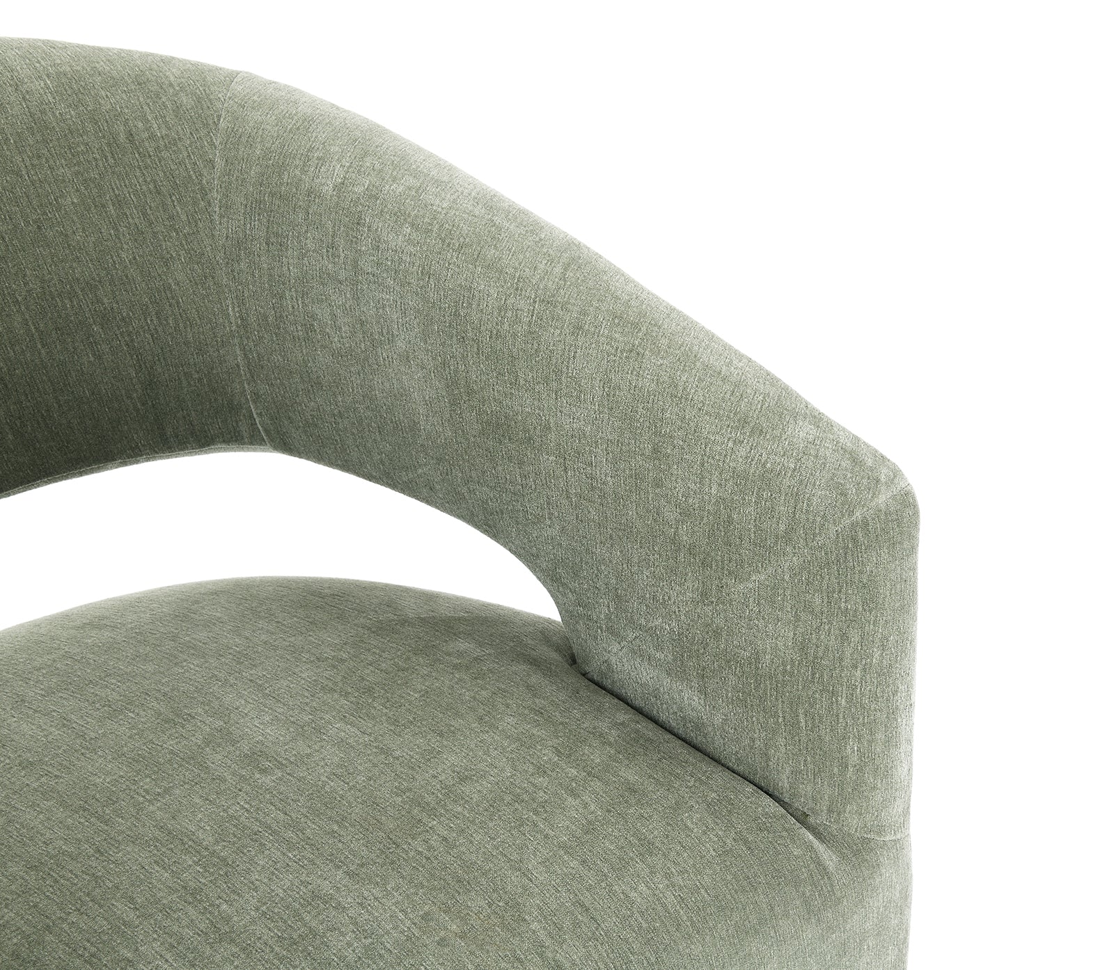 Contemporary Style 1pc Arm Chair With Caster Barrel Back Design Neutral Textured Fabric Green Finish Primary Living Room