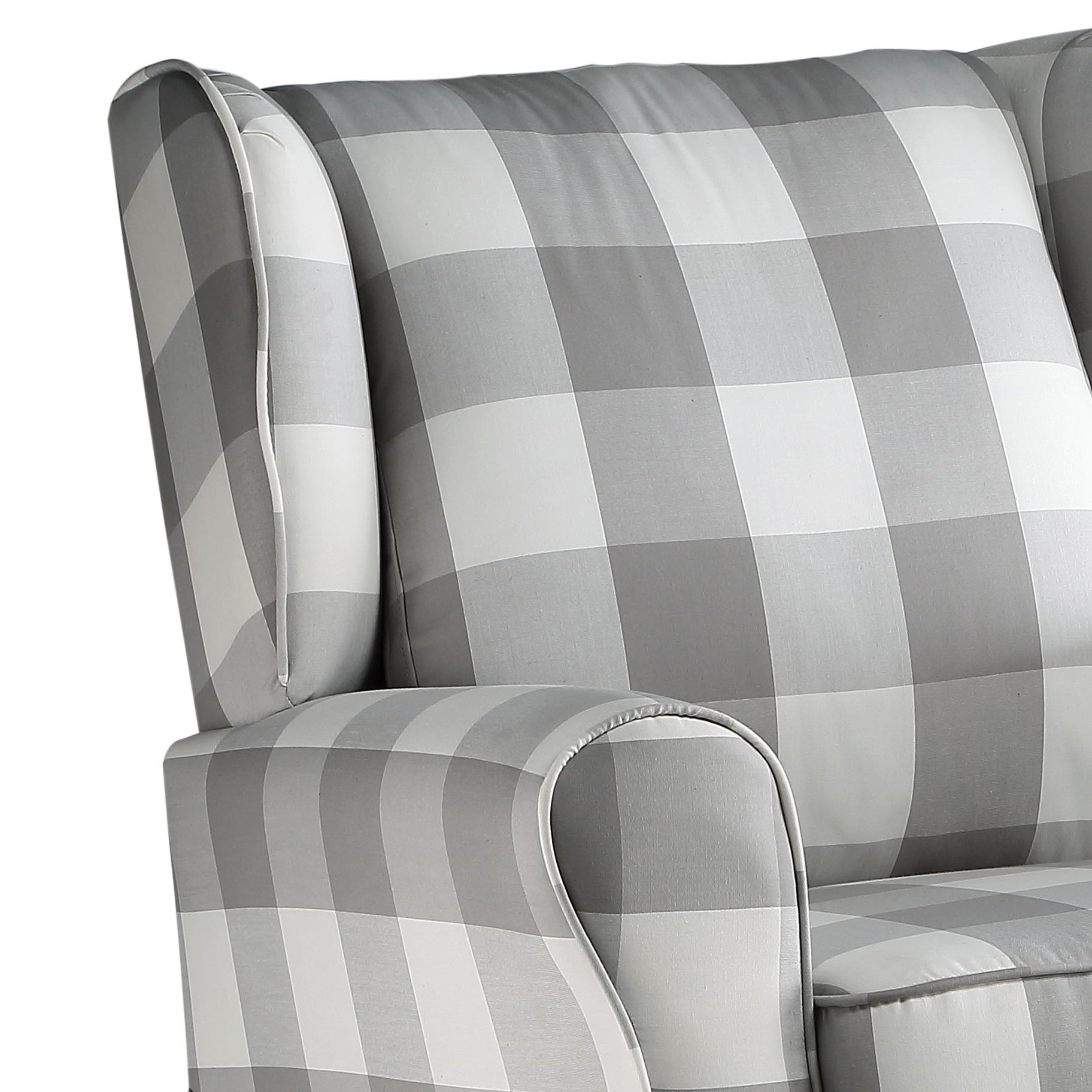 Patli Gray&White Fabric Glider Chair with Swivel