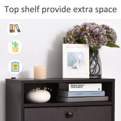 HOMCOM Slim Shoe Cabinet, Trendy Shoe Storage Cabinet with 3 Large Fold-Out Drawers & a Spacious Top Surface for Small Items, Espresso
